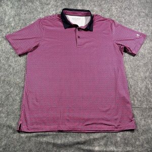 Maelreg Mens Pink/Navy Geometric Shaped‎ Short Sleeve Polo Size L